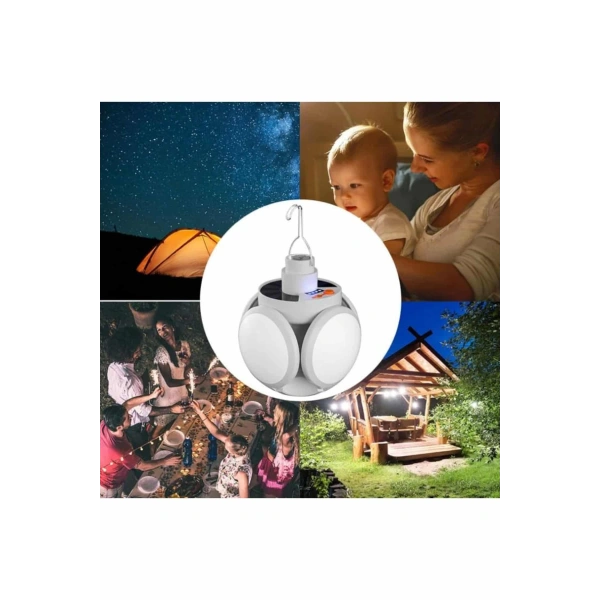 Katlanabilir Askılı Kamp Lambası 5 Kanatlı Pratik Güneş Enerjili