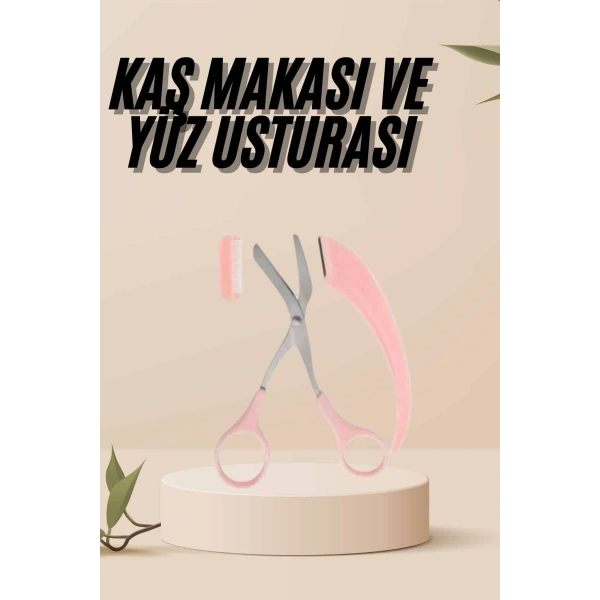 Kavisli Kaş Kirpik Düzeltici Bıyık Alma Taraklı Kaş Makası Yüz Bakım Seti Makas