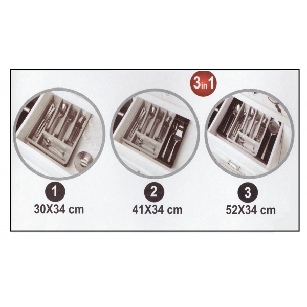 Kayar Kaşıklık Organizeri - 3 Aşamalı Sürgülü - Sağ Sol Açılır