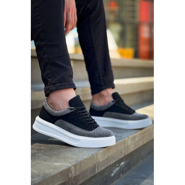 KB-005 Kuback Siyah Gri Süet Bağcıklı  Günlük Erkek  Ayakkabı