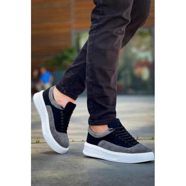 KB-005 Kuback Siyah Gri Süet Bağcıklı  Günlük Erkek  Ayakkabı