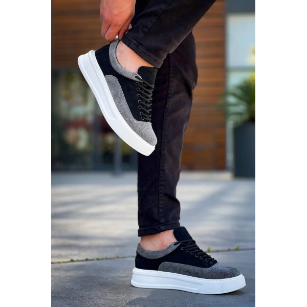 KB-005 Kuback Siyah Gri Süet Bağcıklı  Günlük Erkek  Ayakkabı