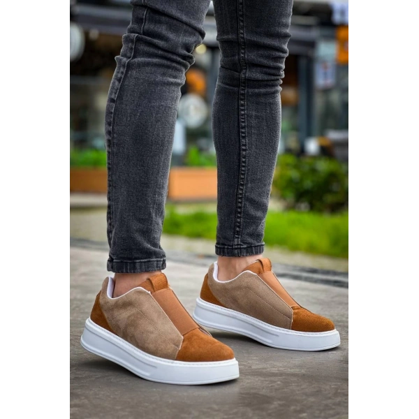 KB-007  Kuback  Vizon Taba Yüksek Taban Tek Bant Bağcıksız Günlük Erkek Ayakkabı