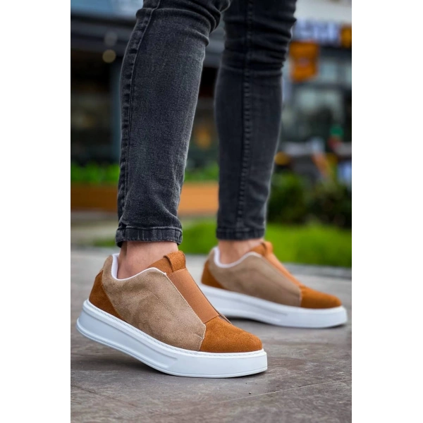 KB-007  Kuback  Vizon Taba Yüksek Taban Tek Bant Bağcıksız Günlük Erkek Ayakkabı