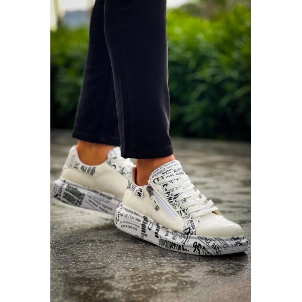 KB-02  Kuback Bağcıklı Crocodile Beyaz Gazete Günlük Erkek Ayakkabı