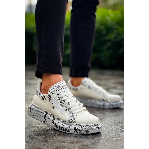 KB-02  Kuback Bağcıklı Crocodile Beyaz Gazete Günlük Erkek Ayakkabı