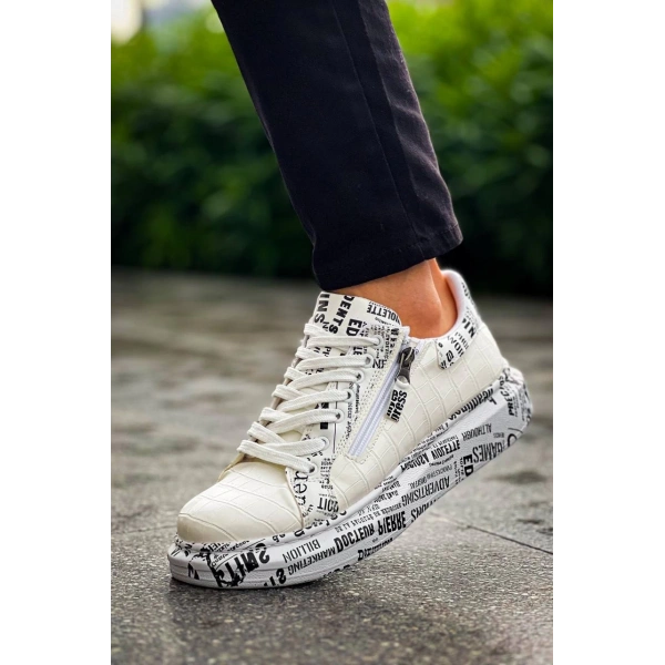 KB-02  Kuback Bağcıklı Crocodile Beyaz Gazete Günlük Erkek Ayakkabı