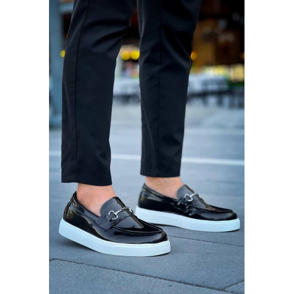 KB-027  Kuback Bağcıksız Siyah Rugan G Günlük Erkek Ayakkabı