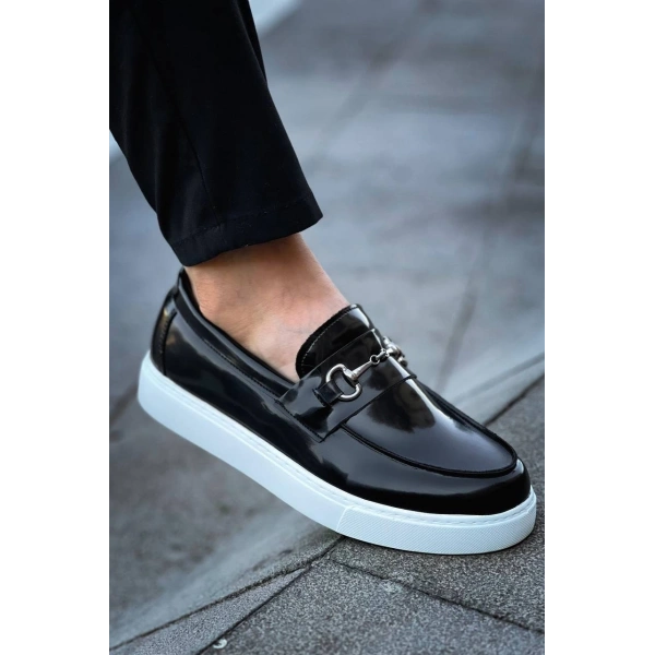 KB-027  Kuback Bağcıksız Siyah Rugan G Günlük Erkek Ayakkabı