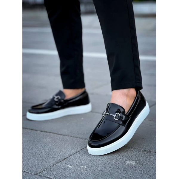 KB-027  Kuback Bağcıksız Siyah Rugan G Günlük Erkek Ayakkabı