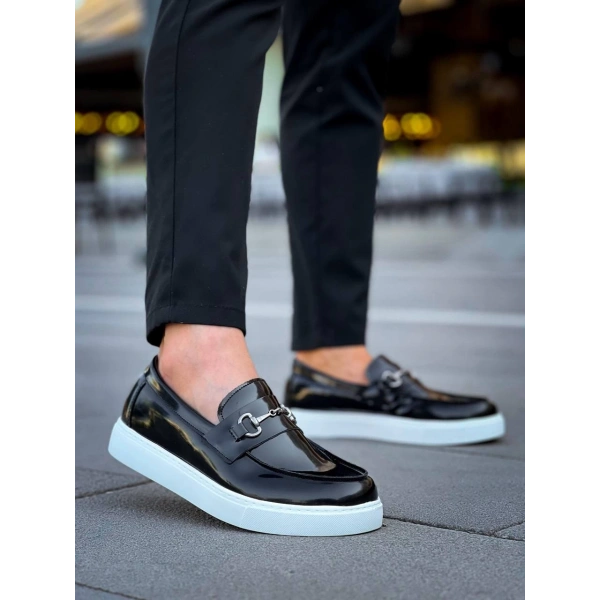 KB-027  Kuback Bağcıksız Siyah Rugan G Günlük Erkek Ayakkabı