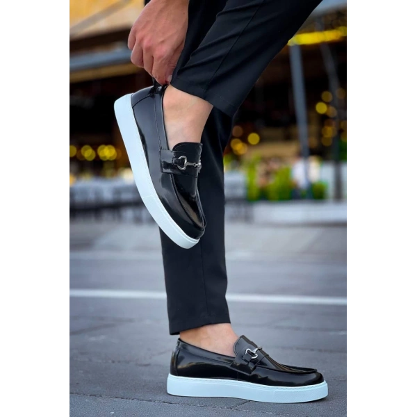 KB-027  Kuback Bağcıksız Siyah Rugan G Günlük Erkek Ayakkabı