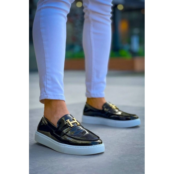 KB-027  Kuback Bağcıksız Siyah Rugan H Günlük Erkek Ayakkabı