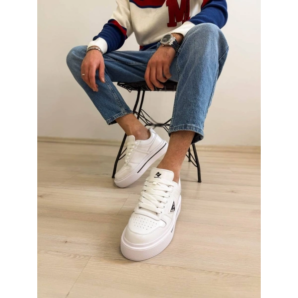 KB-04 Kuback Beyaz Cilt Günlük Erkek Ayakkabı