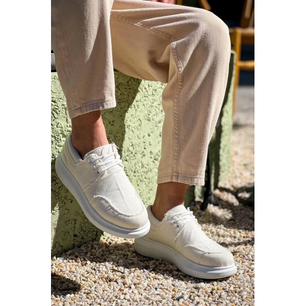 KB-042  Kuback Bağcıklı Beyaz Günlük Erkek Ayakkabı