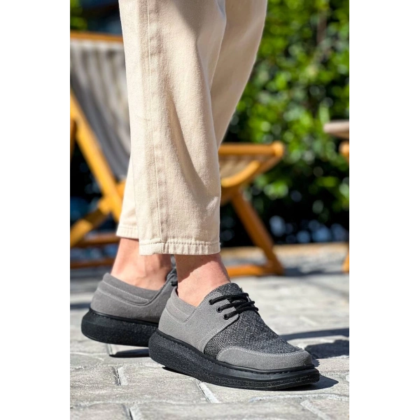 KB-042  Kuback Bağcıklı Gri Siyah Taban Günlük Erkek Ayakkabı