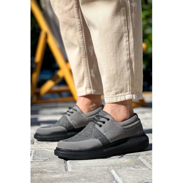 KB-042  Kuback Bağcıklı Gri Siyah Taban Günlük Erkek Ayakkabı