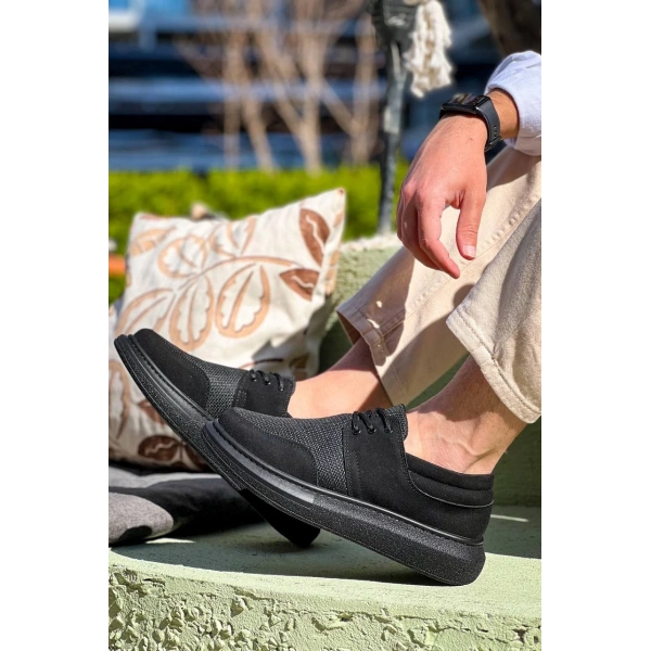 KB-042  Kuback Bağcıklı  Siyah Deri Tozu Siyah Taban Günlük Erkek Ayakkabı