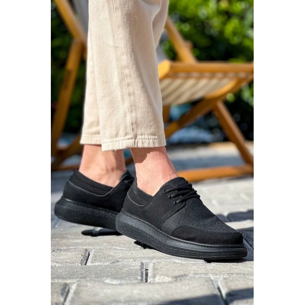 KB-042  Kuback Bağcıklı  Siyah Deri Tozu Siyah Taban Günlük Erkek Ayakkabı