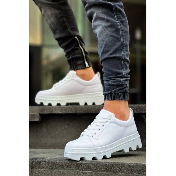 KB-056 Kuback Beyaz Cilt Beyaz Yüksek Taban Günlük Spor Ayakkabı