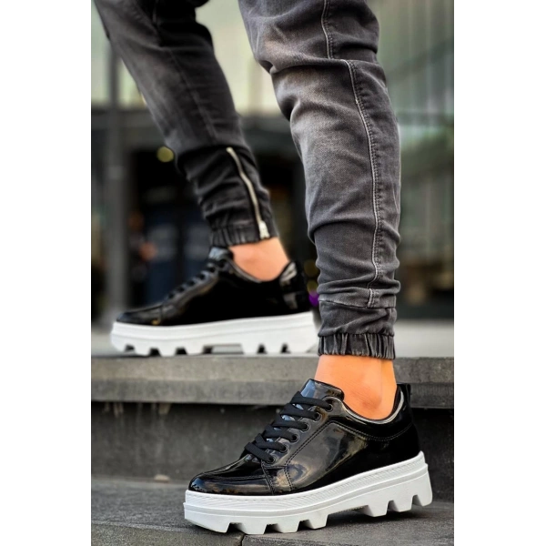 KB-056 Kuback Siyah Rugan Beyaz Yüksek Taban Günlük Spor Ayakkabı