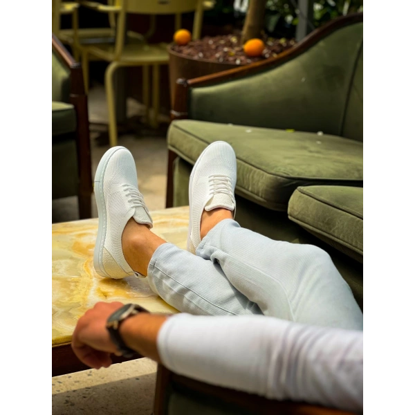 KB-101 Kuback Beyaz Triko Bağcıklı Günlük Erkek Ayakkabı