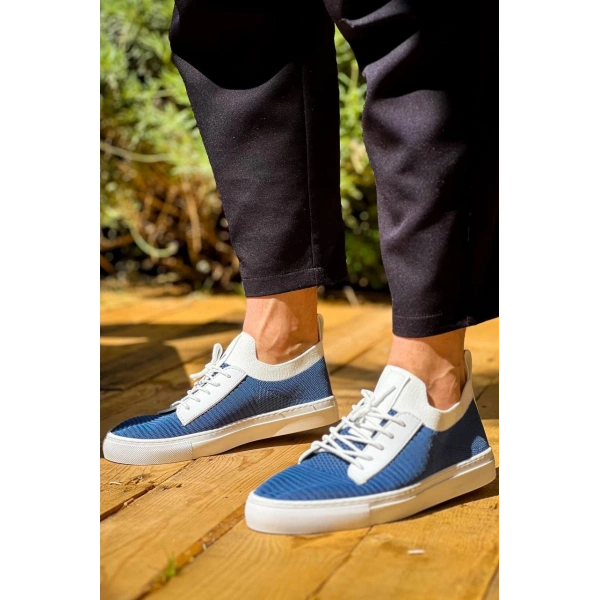 KB-110  Kuback Mavi Triko Yüksek Taban Bağcıklı Günlük Erkek Ayakkabı