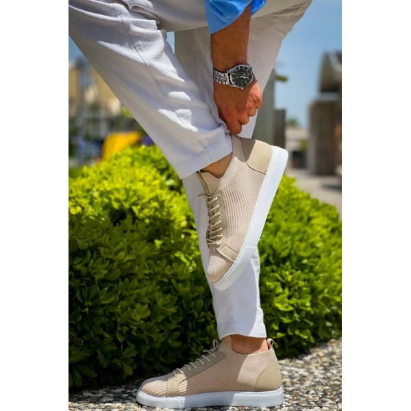 KB-112   Kuback Bej Triko Bağcıklı  Günlük Erkek  Ayakkabı