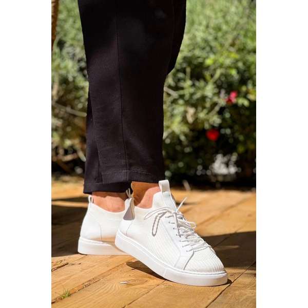 KB-112   Kuback Beyaz Triko Bağcıklı  Günlük Erkek  Ayakkabı