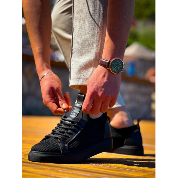 KB-112  Kuback Siyah Siyah TabanTriko Bağcıklı  Günlük Erkek  Ayakkabı