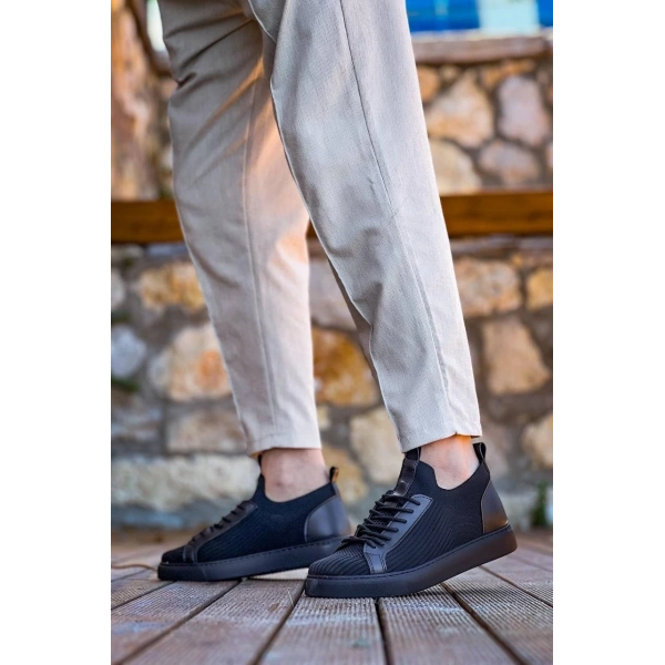 KB-112  Kuback Siyah Siyah TabanTriko Bağcıklı  Günlük Erkek  Ayakkabı