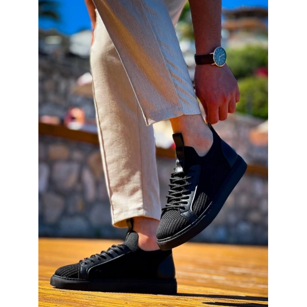 KB-112  Kuback Siyah Siyah TabanTriko Bağcıklı  Günlük Erkek  Ayakkabı