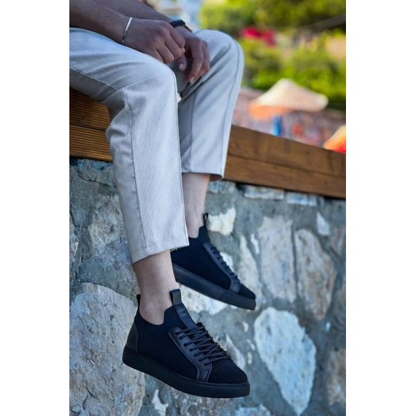 KB-112  Kuback Siyah Siyah TabanTriko Bağcıklı  Günlük Erkek  Ayakkabı