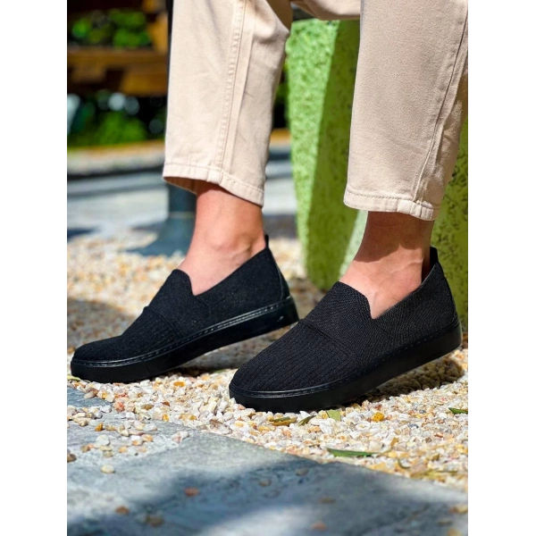 KB-114  Kuback Siyah Triko Siyah  Yüksek Taban Bağcıksız Günlük Erkek Ayakkabı
