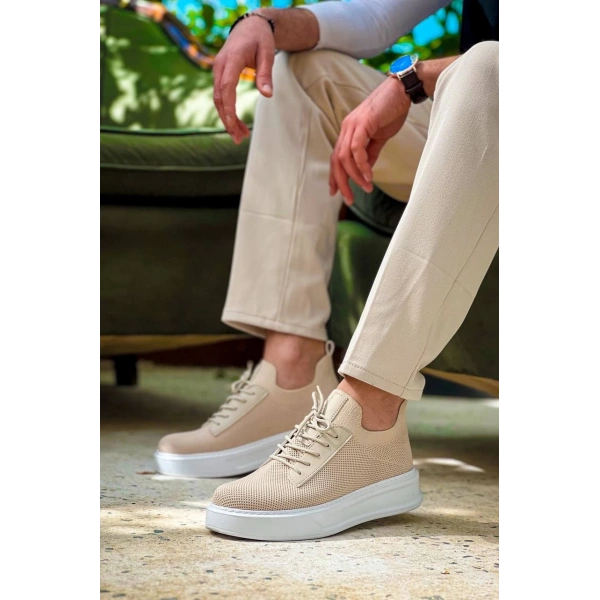 KB-116 Kuback Bej Bağcıklı Triko Günlük Erkek Ayakkabı