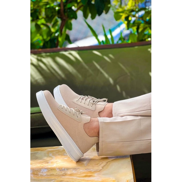 KB-116 Kuback Bej Bağcıklı Triko Günlük Erkek Ayakkabı