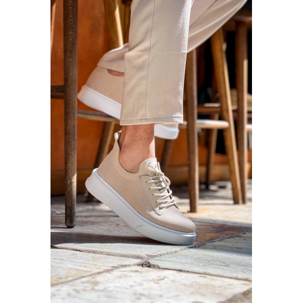 KB-116 Kuback Bej Bağcıklı Triko Günlük Erkek Ayakkabı