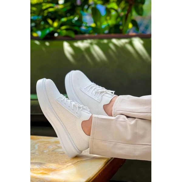 KB-116 Kuback Beyaz Bağcıklı Triko Günlük Erkek Ayakkabı