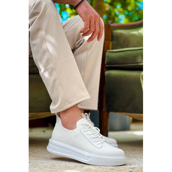 KB-116 Kuback Beyaz Bağcıklı Triko Günlük Erkek Ayakkabı