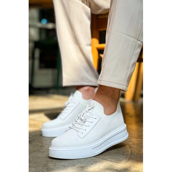 KB-116 Kuback Beyaz Bağcıklı Triko Günlük Erkek Ayakkabı