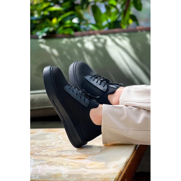 KB-116 Kuback Siyah Siyah Taban Bağcıklı Triko Günlük Erkek Ayakkabı