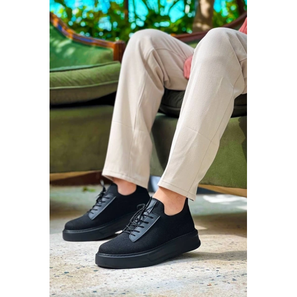 KB-116 Kuback Siyah Siyah Taban Bağcıklı Triko Günlük Erkek Ayakkabı