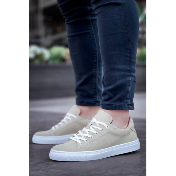 KB-122   Kuback Bej Süet Yüksek Taban Bağcıklı Günlük Erkek Ayakkabı