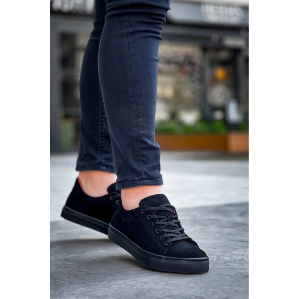 KB-122   Kuback Siyah Süet Siyah Yüksek Taban Bağcıklı Günlük Erkek Ayakkabı