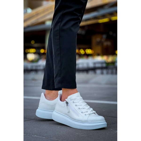 KB-309  Kuback Beyaz Fermuar Ve Bağcıklı  Günlük Erkek  Ayakkabı