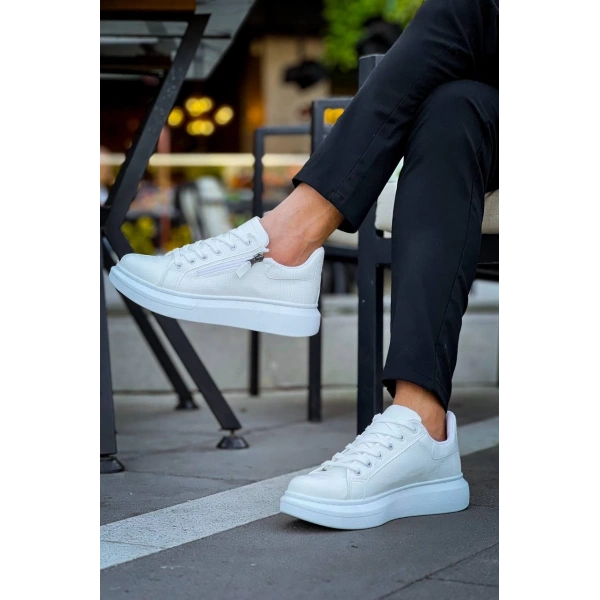 KB-309  Kuback Beyaz Fermuar Ve Bağcıklı  Günlük Erkek  Ayakkabı