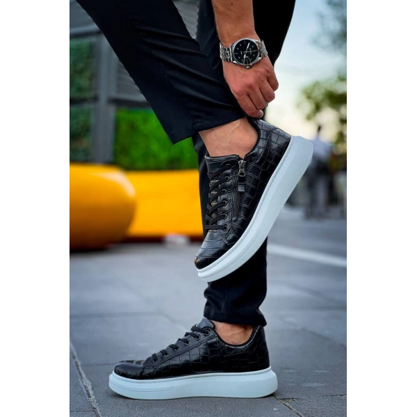 KB-309  Kuback  Siyah Fermuar Ve Bağcıklı  Günlük Erkek  Ayakkabı