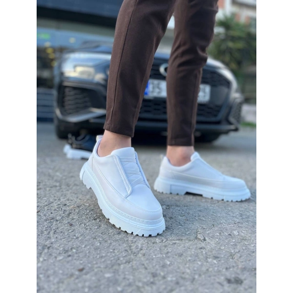 KB-703 Kuback Beyaz Cilt Lastikli Günlük Erkek Ayakkabı