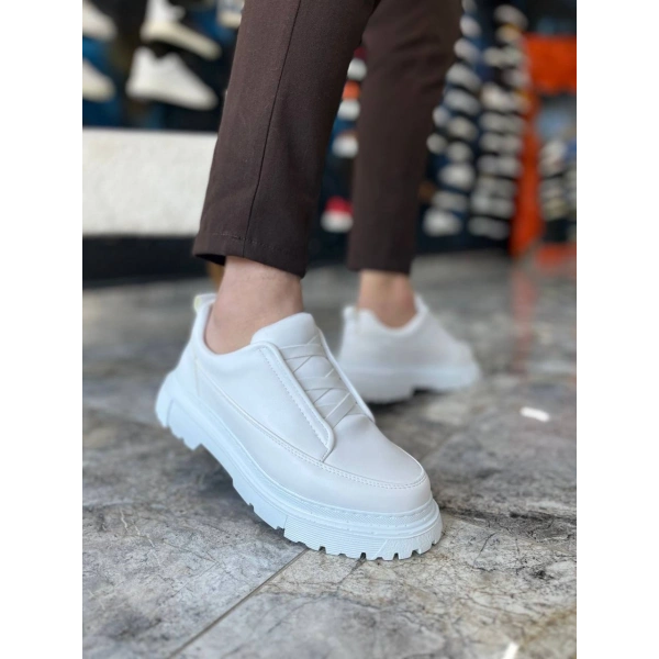 KB-703 Kuback Beyaz Cilt Lastikli Günlük Erkek Ayakkabı