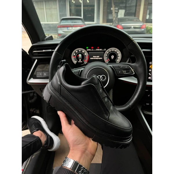 KB-703 Kuback Kömür Cilt Lastikli Günlük Erkek Ayakkabı